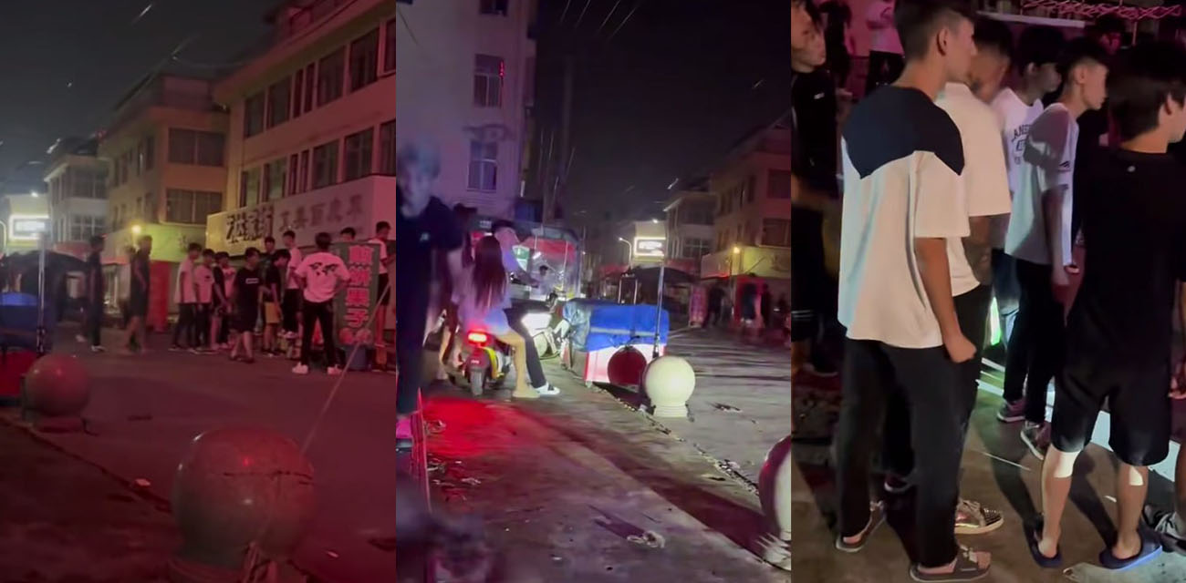 山东郯城宇大步行街精神小伙约架视频 谈判阶段被警察当场打乱节奏四散而逃