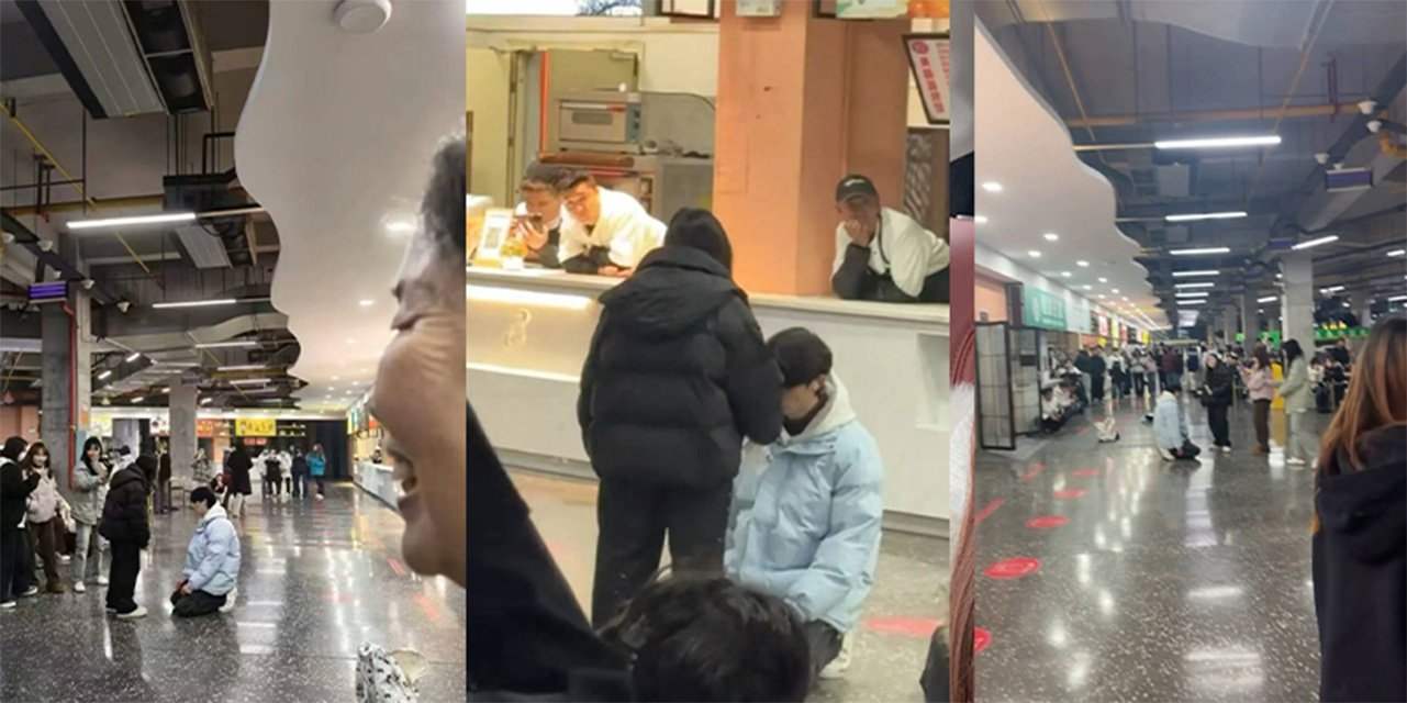 年度校园大瓜 河科大食堂惊现渣男下跪 同时交往同寝3位女生 现场视频曝光