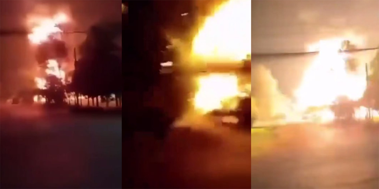 泰国边境 巡逻指挥中心的弹药库 发生了剧烈爆炸 爆炸现场火势很猛