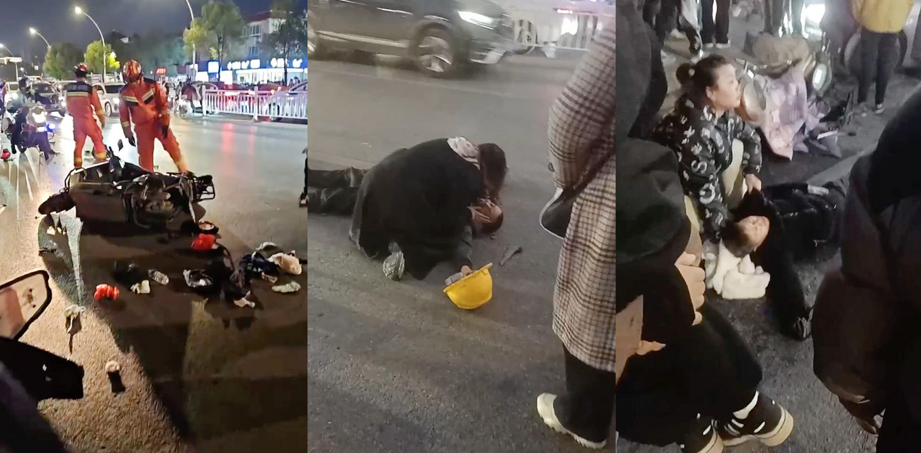 景德镇豪德贸易广场车祸 一个蓝色轿车失控冲进人群 一人当场死亡