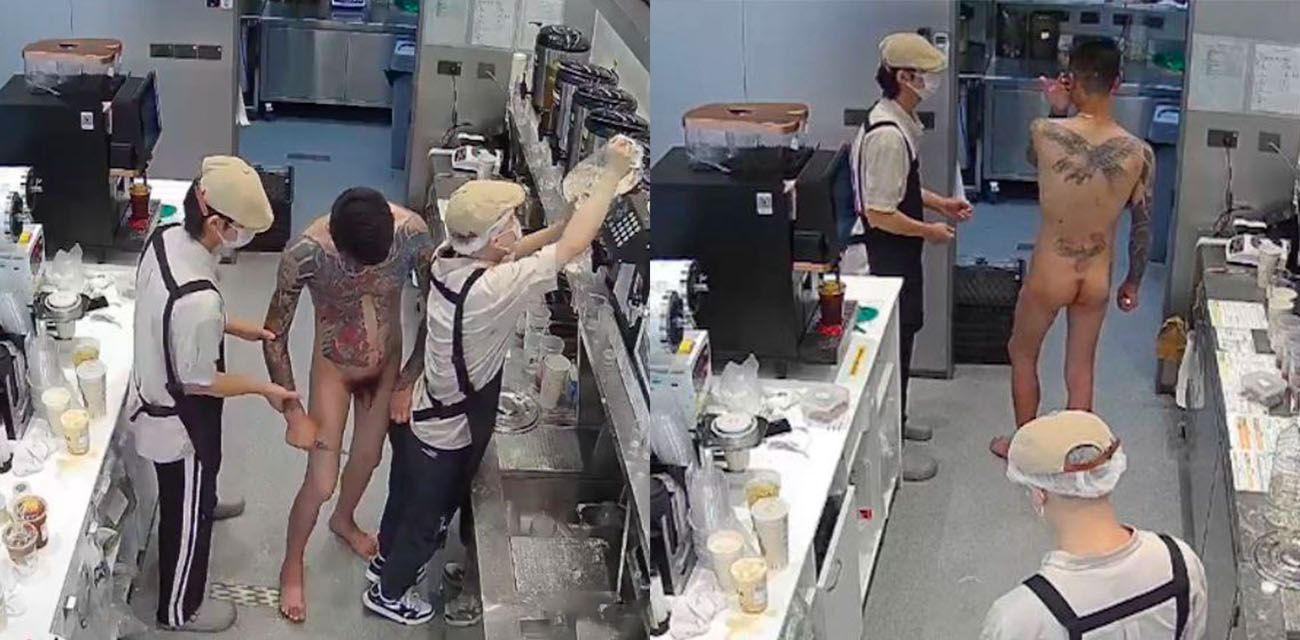 某地古茗奶茶店惊现精神小伙持刀抢劫 全裸进店把这些员工和妹子吓坏了
