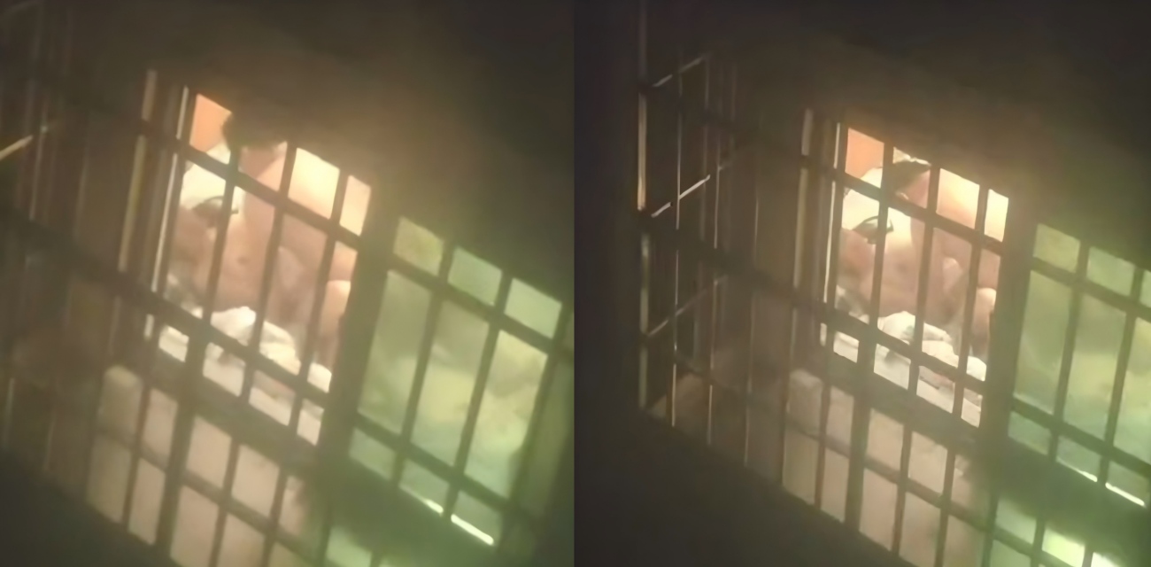 小区窗帘不拉上演活春宫 俩人火急火燎一分钟完事 被对面楼拍个正着