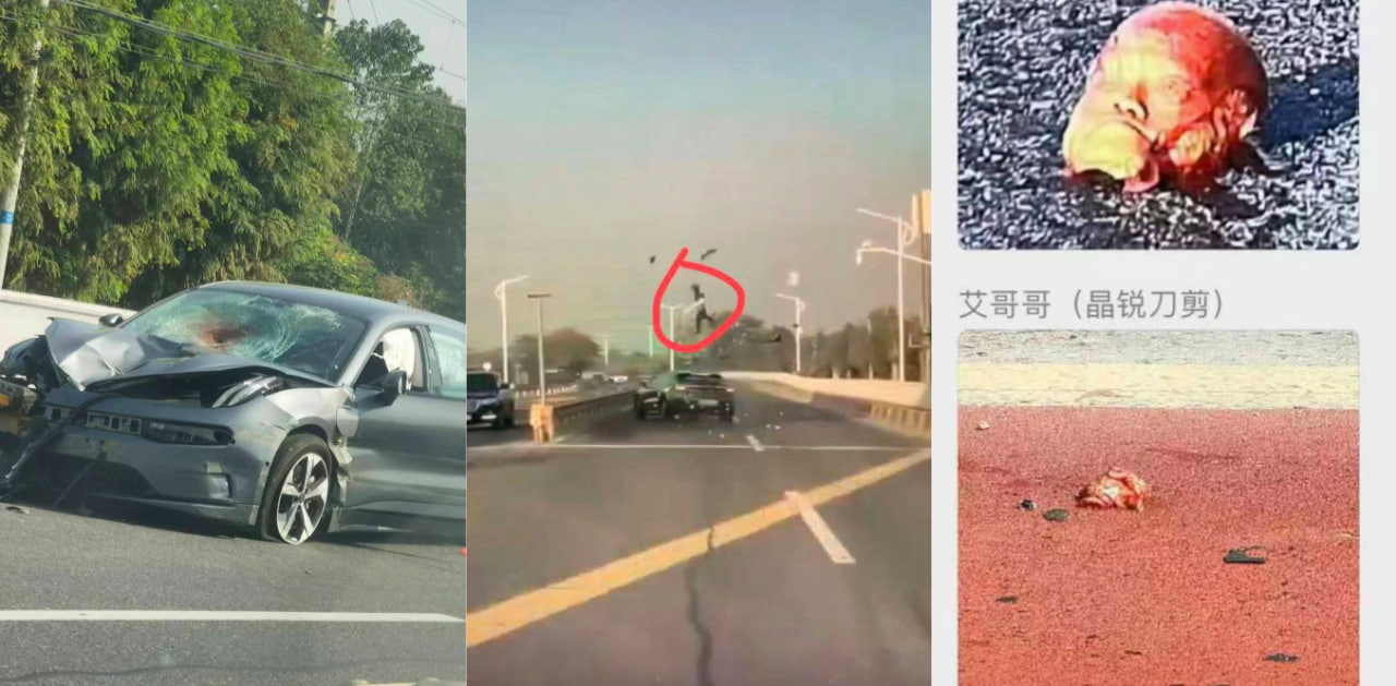 血腥慎入！乱过马路男子被极氪001撞飞脑浆都出来了！