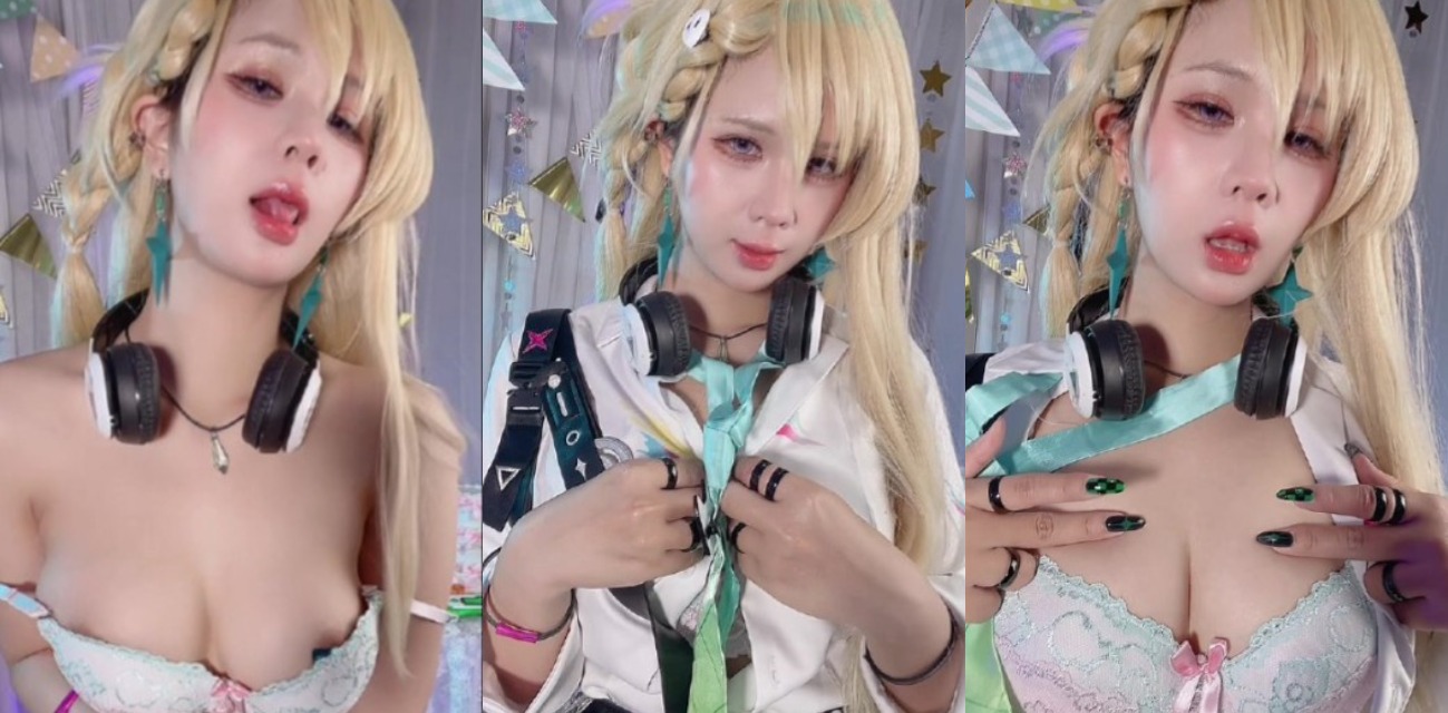 金发紫眸Lynae还原度爆表Pyon Lay 写真中白丝玉足诱人节日风情身材火辣到爆
