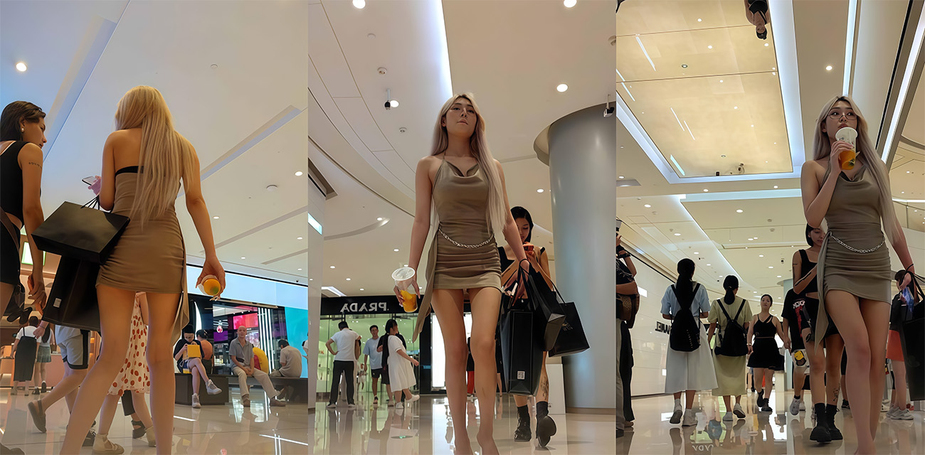 抄底大神在商场尾随白发御姐 偷拍美女修长美腿和内裤 性感身材被全拍下来