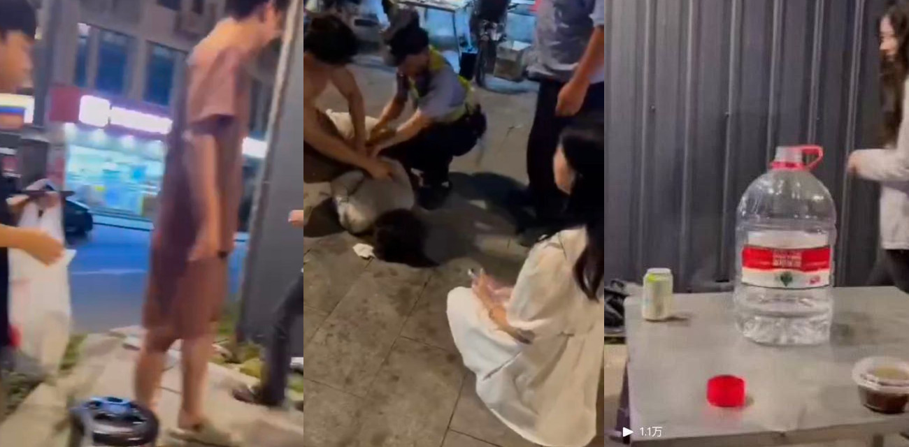 女子街头持刀企图砍小孩 热心大哥果断制服获赞