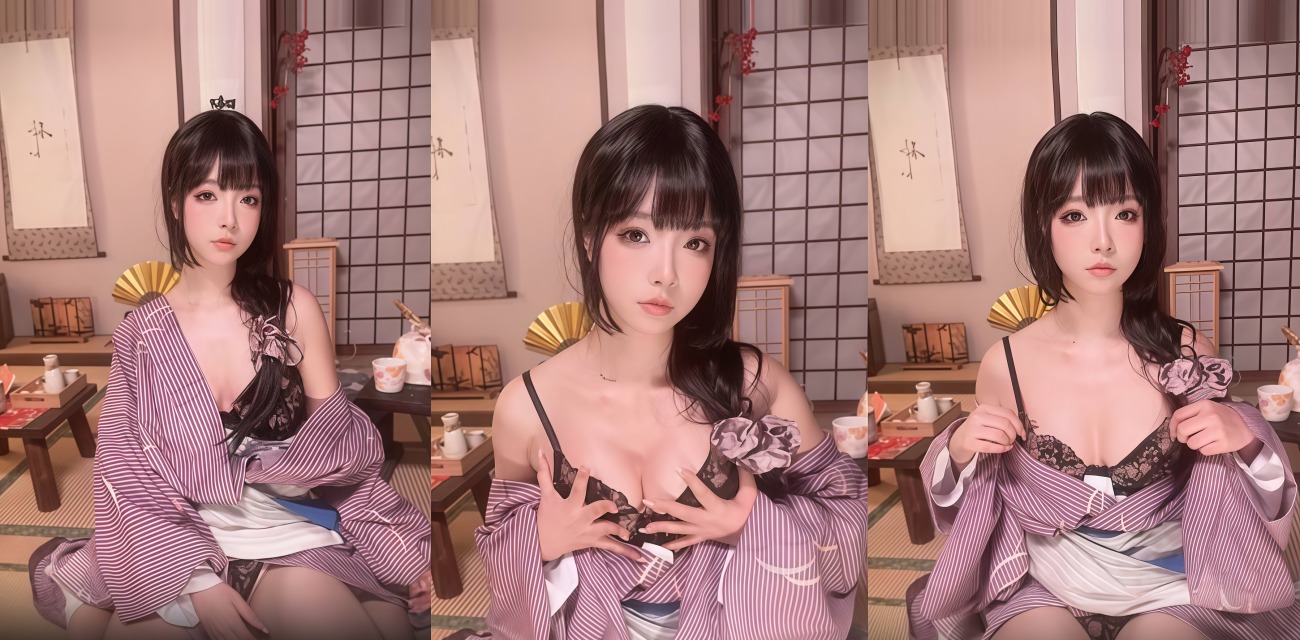 国风和服骚母狗私房 紫色条纹和服半脱 这骚样真让人想上手啊