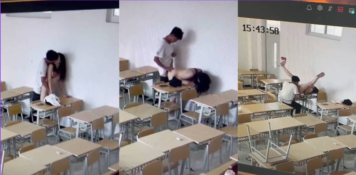 山东招远烟台黄金职业学院 两位同学教室啪啪被监控拍到曝光！（全网最全完整版）