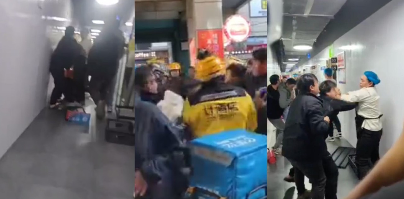 外卖小哥vs商家全员大乱斗 数十人打架场面混乱视频曝光 冲突暴力真实事件全过程