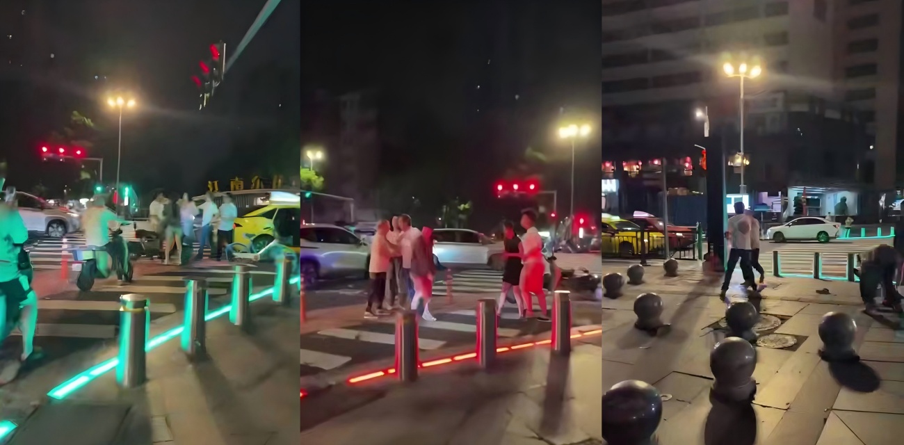 红绿灯下惊魂夜 劝架女生被手机砸头 秃头男倒地不起 急救无效身亡