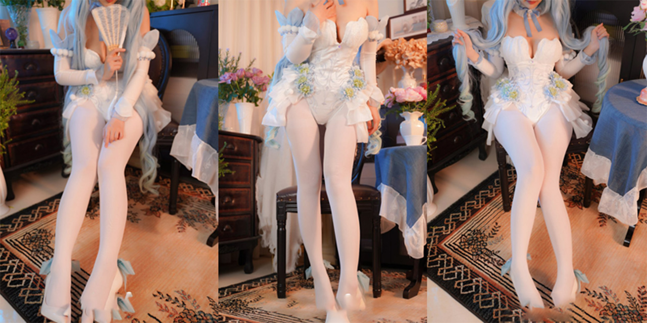 铃木美咲 美脚的赐福 初音miku的粉蝶花精灵 这身真的超级花嫁！