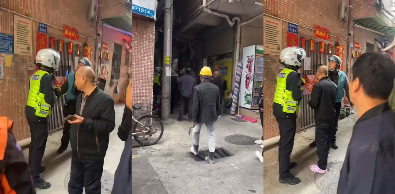广东外卖小哥不按交警指挥行驶 被交警追逐后将交警哄骗进巷子一顿暴打