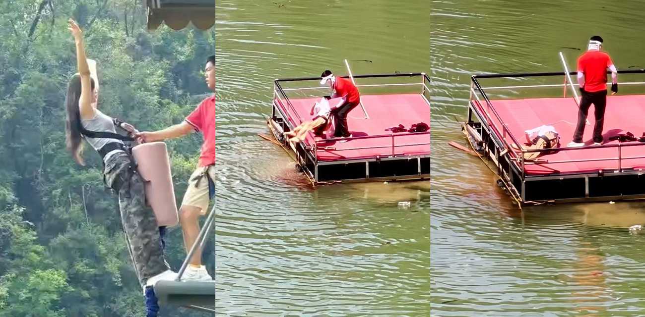 蹦极最担心的事情还是发生了 湖北宜昌三峡蹦极突发绳子断裂事故 一名游客坠落受伤
