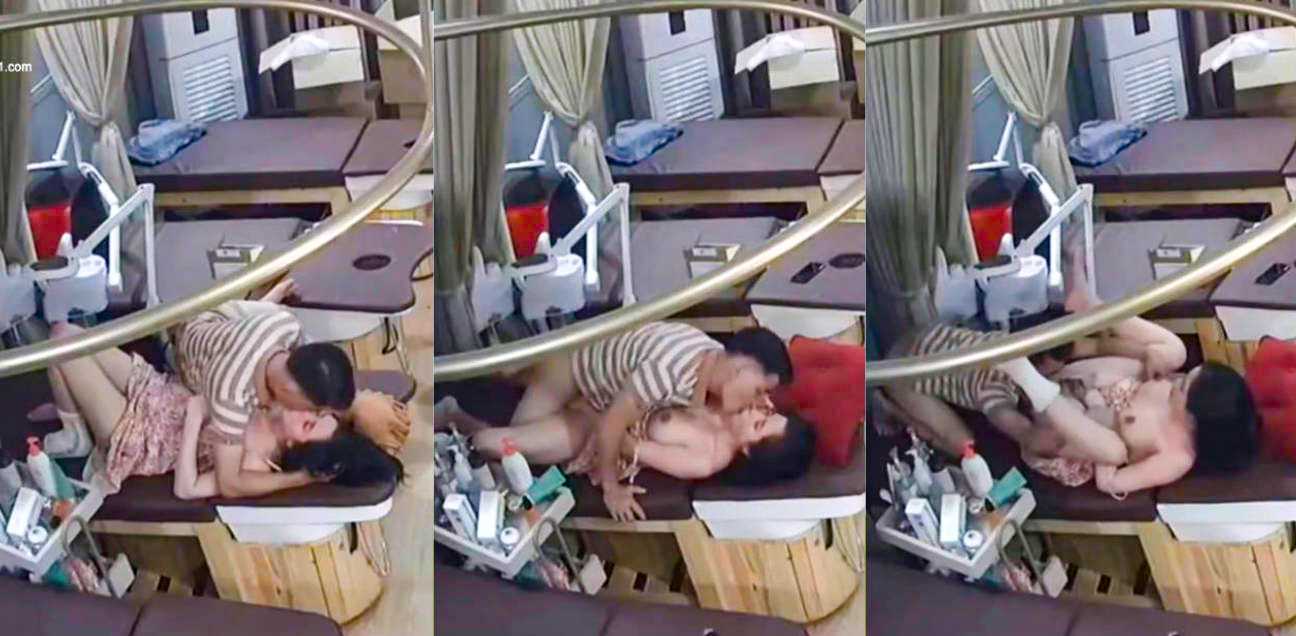 漂亮大奶老板娘店内大胆偷情被拍下！小伙舔奶舔逼掰开内内直接强上老板娘～
