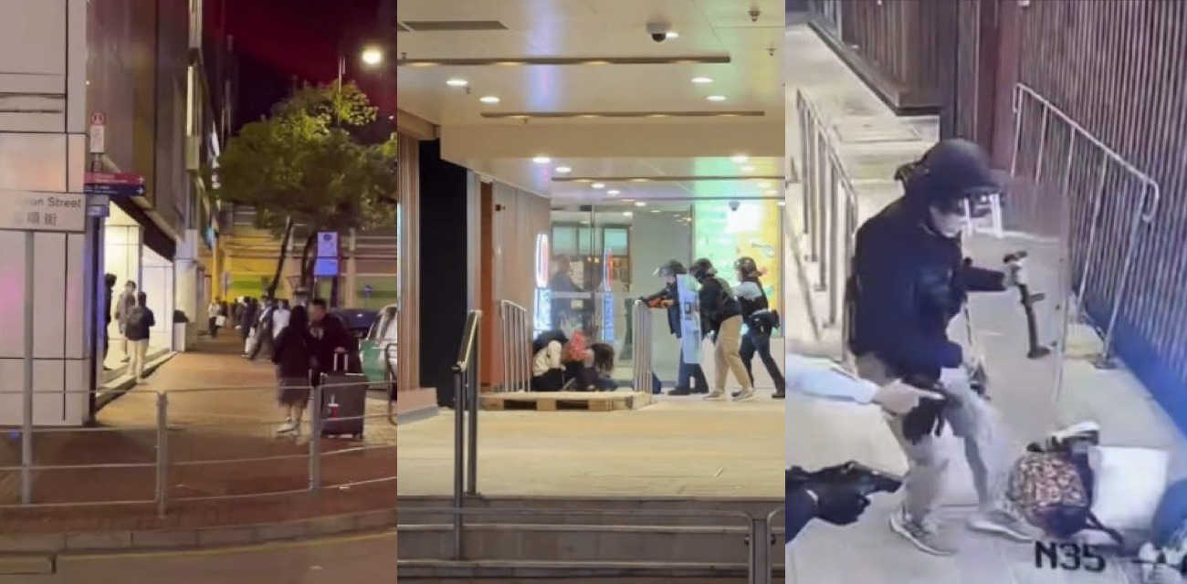 屯门市广场男子持刀挟持人质 警方果断开两枪制服救回人质