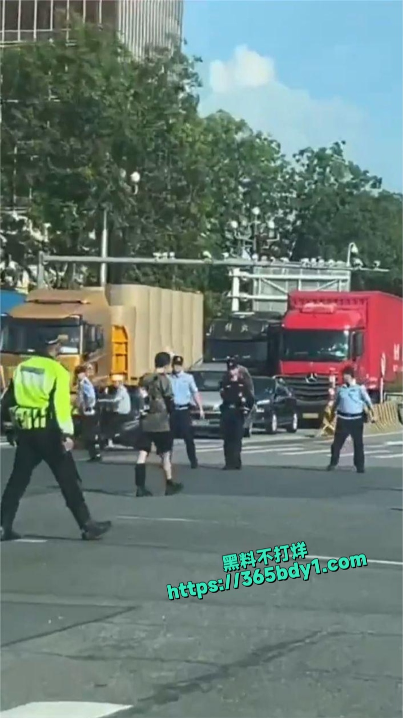 广东东莞中堂镇一男子身背疑似炸弹在公路上堵路维权2