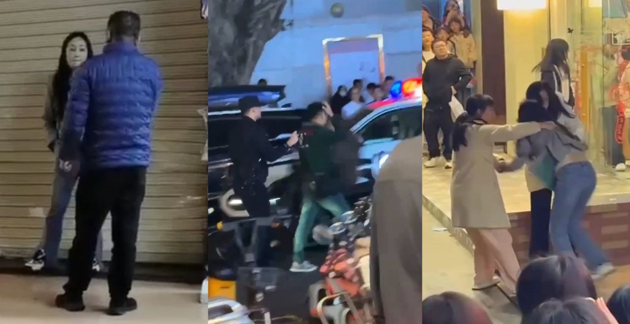 汕头潮阳东山公园 抓小三现场 吃瓜群众越来越多 最后警察出面制止