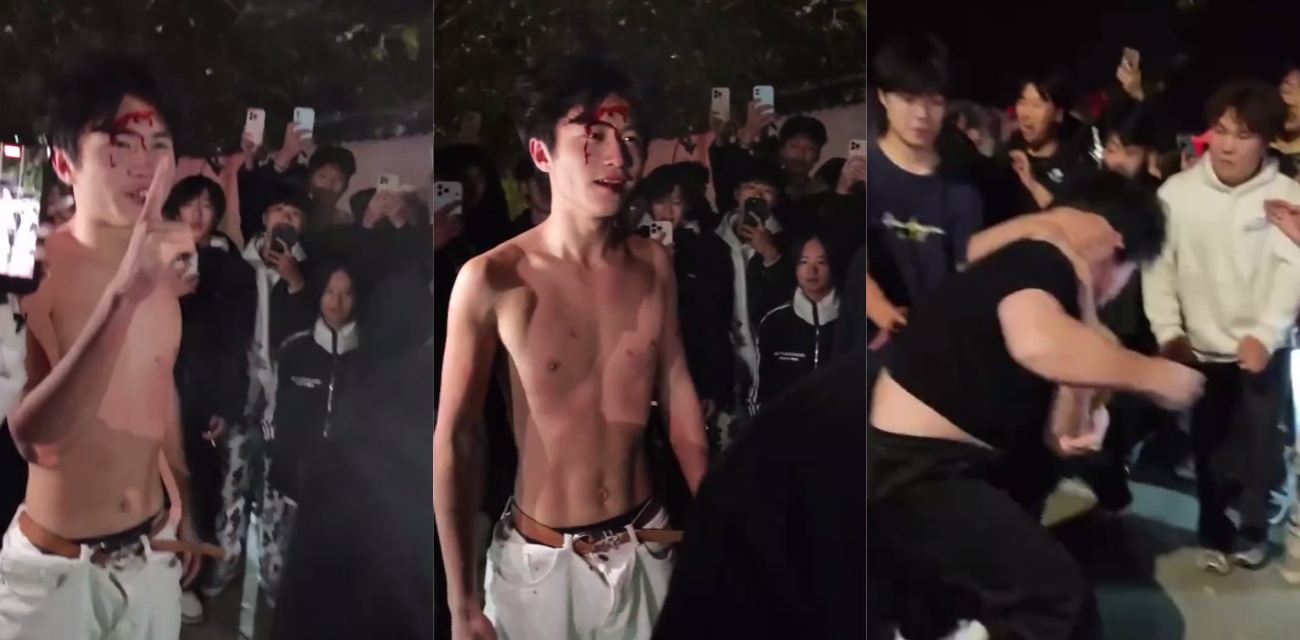 广西桂林C罗1v4街头单挑完整视频 精神小伙怒怼四人真男人爆燃