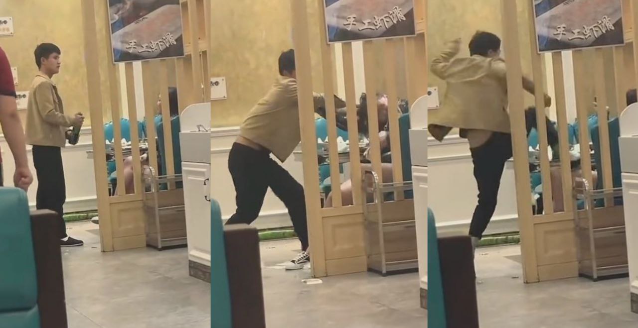 山东潍坊男子餐厅暴打女朋友 餐厅工作人员视若无睹 至少去阻拦一下也好呀