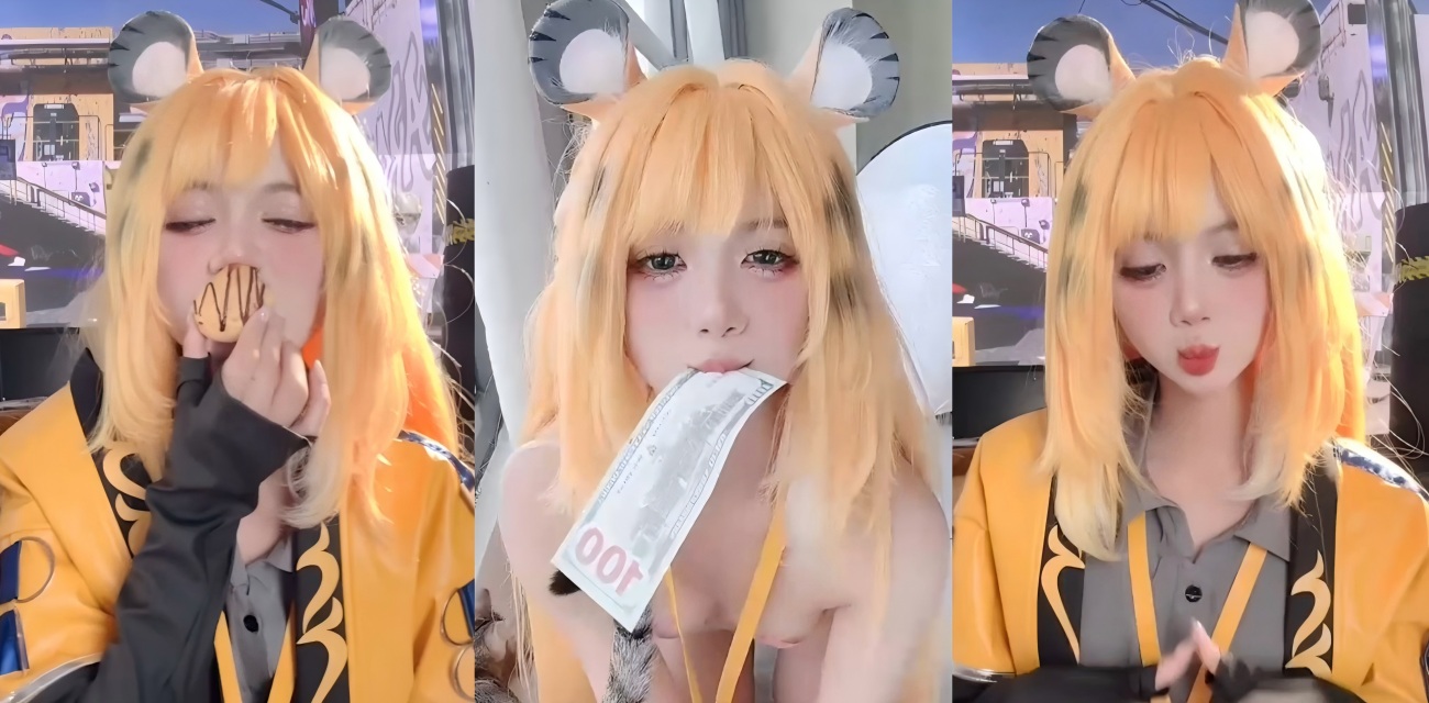 PoppaChan橘福福cos 叼着美钞撅屁股跳蛋自慰 阿黑颜诱惑至极