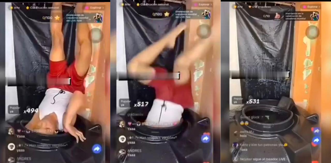TikTok博主为流量玩命悬挂水面 失手落水卡窄桶 直播中溺亡震惊千万观众