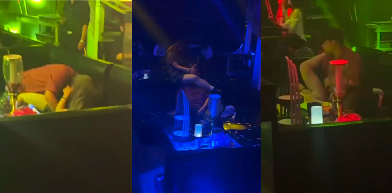 山东潍坊哈哈酒吧情侣当众舔逼 头都从裙子里塞进去了 喝点逼酒大庭广众变牲口了