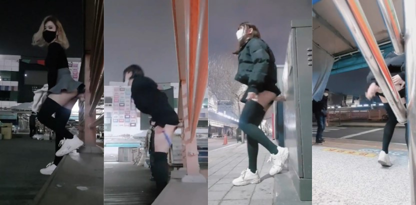 太刺激了 深夜街头露出自慰 把扫马路的大爷都看呆了