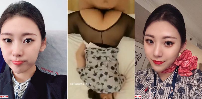 【网曝门事件】超靓东航空姐韩X和男友性爱私拍流出 制服女神翘丰臀抽插后入 黑牛大屌双插浪叫！