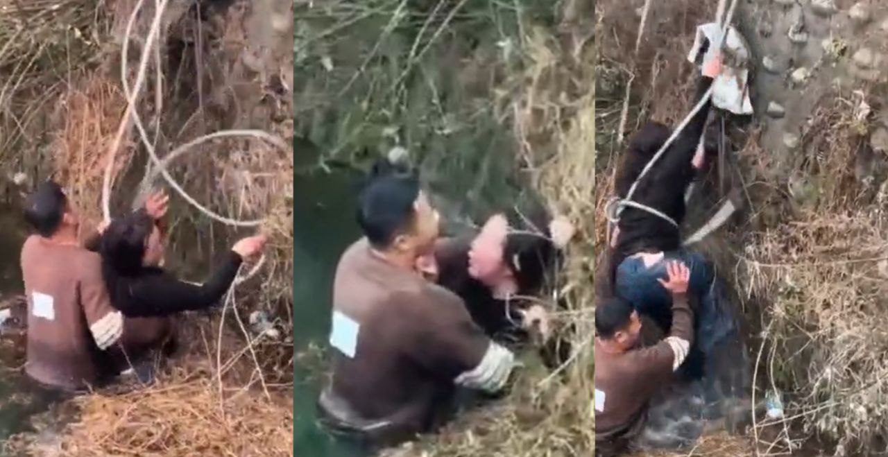 成都一女子跳桥轻生 最后愿意下去救她的却是第三者 群众岸上围观