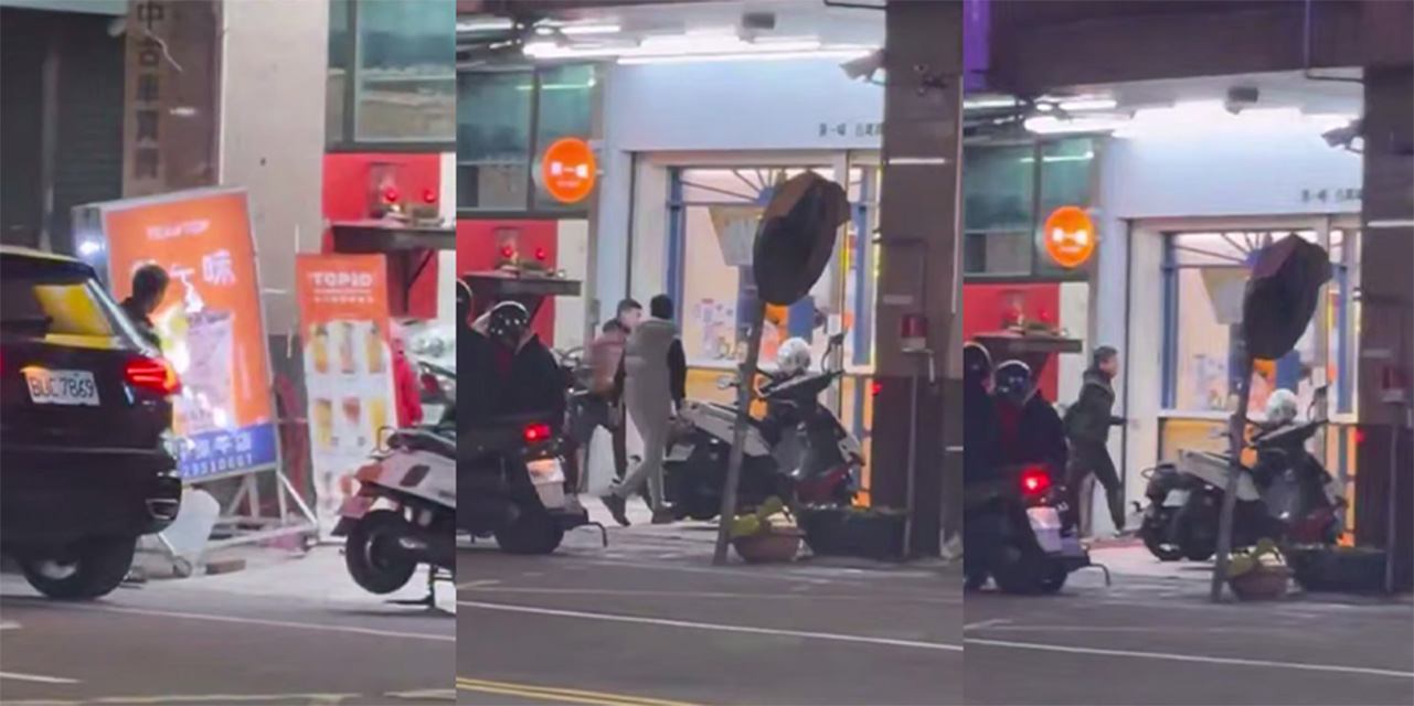 台湾台中一奶茶店发生争执 黑衣男子暴怒拿起棍棒对店铺进行打杂