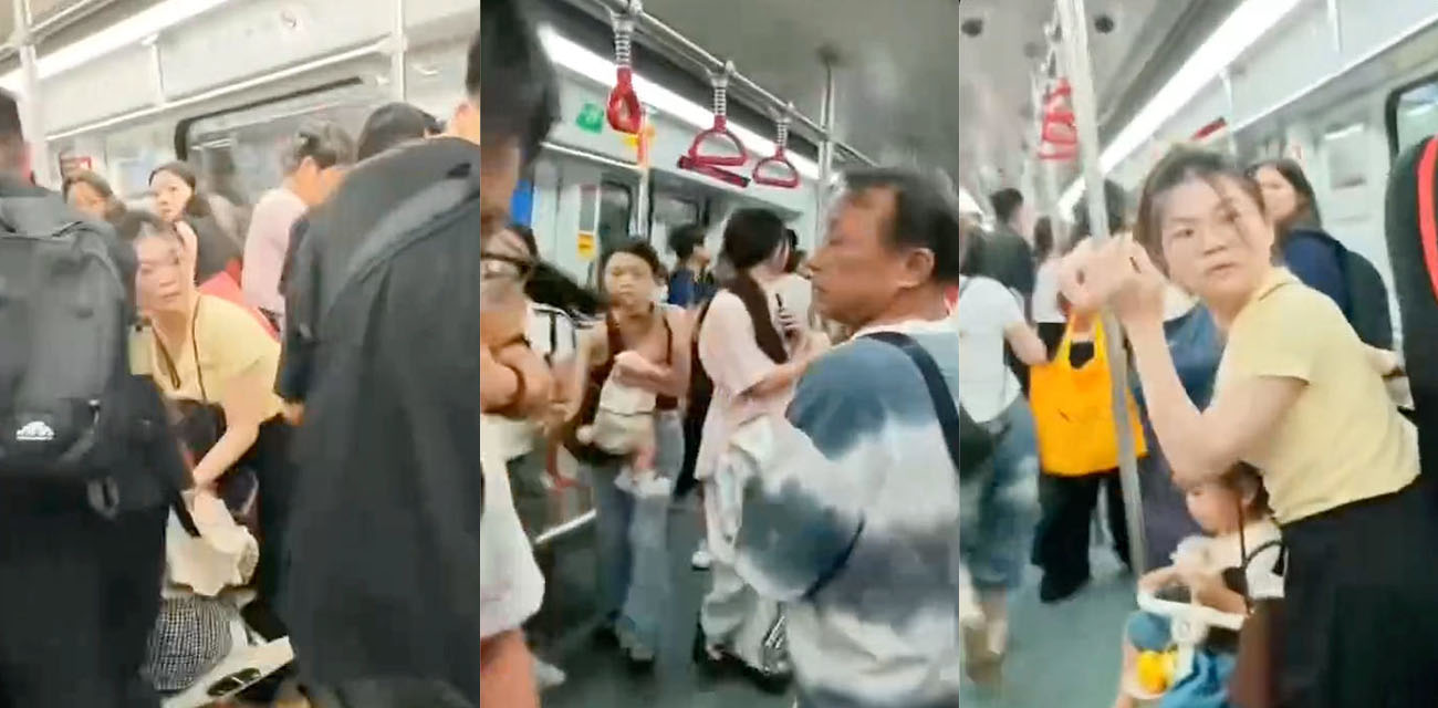 广州地铁晓港站一男子突发精神疾病 持刀在车厢内胡乱挥舞 大量乘车逃窜下车