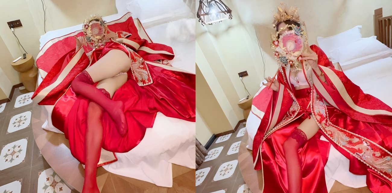 乱伦精选 女儿凤冠霞披婚床火辣摆拍 红丝袜挑逗到高潮 被爸爸操上头叫爸爸老公