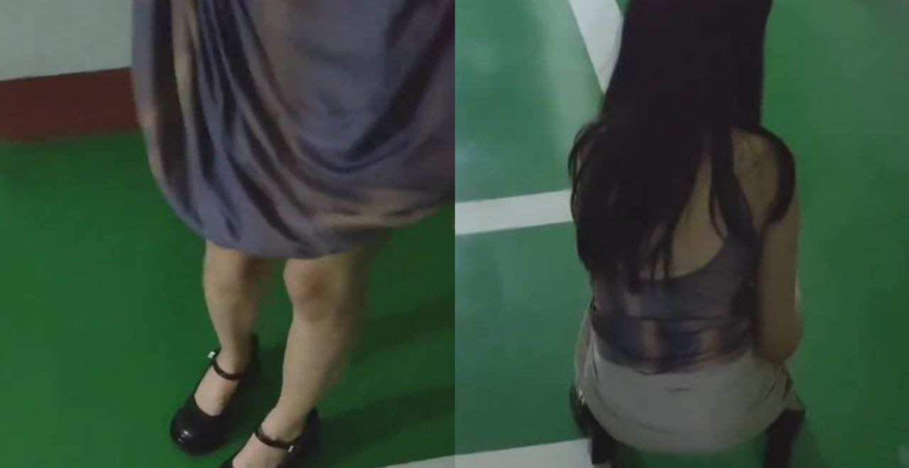 小情侣初次尝试户外露出 美女被要求在地下车库撒尿 美女害怕又激动的直跺脚