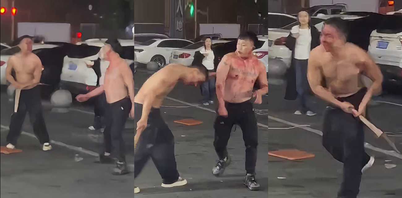 两个纹身醉酒男子街头对决打架视频被传爆朋友圈 两个人打的头破血流文斗武德充沛