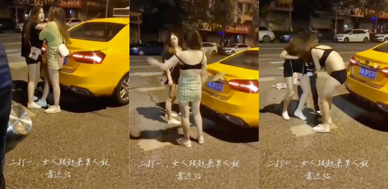彪悍的妹子打架先脱衣 街头2V1 纹身妹太有武德了 先脱衣后撕逼 大饱眼福