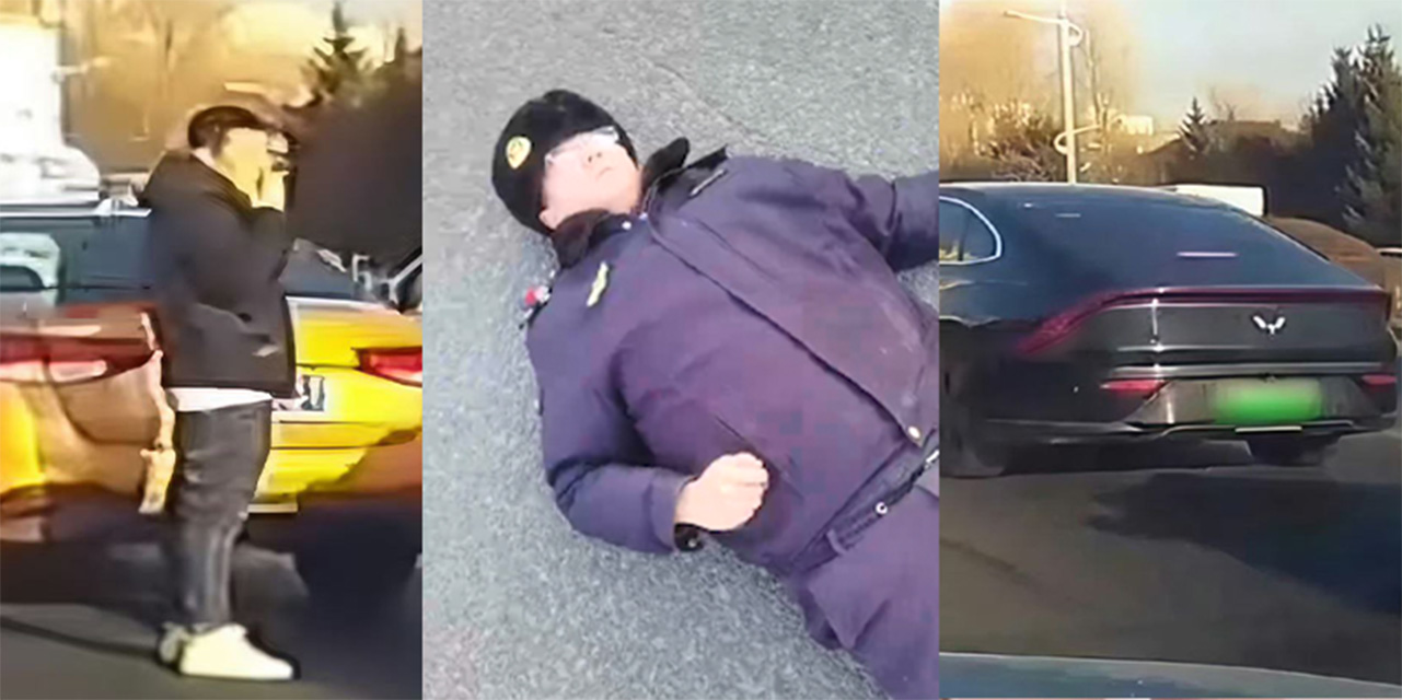 哈尔滨黑网约车撞人后逃逸 出租车见义勇为 最终拦截下逃跑的黑色网约车
