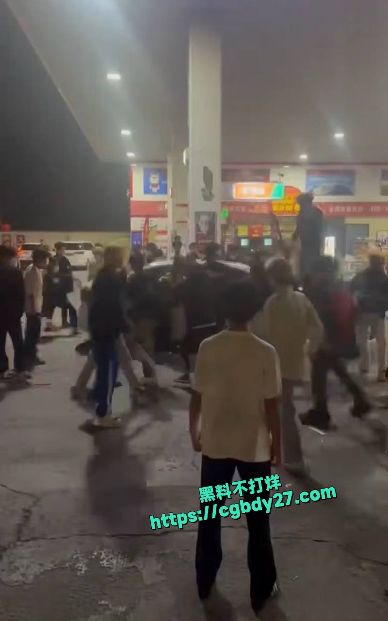 山东一群黄毛精神小伙打架砸车5