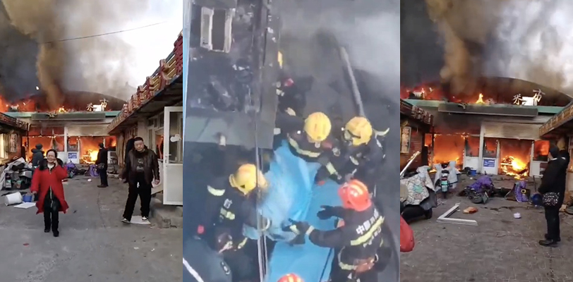 突发！河北张家口桥西区力广菜市场发生严重火灾 8人死亡 现场惨烈视频曝光