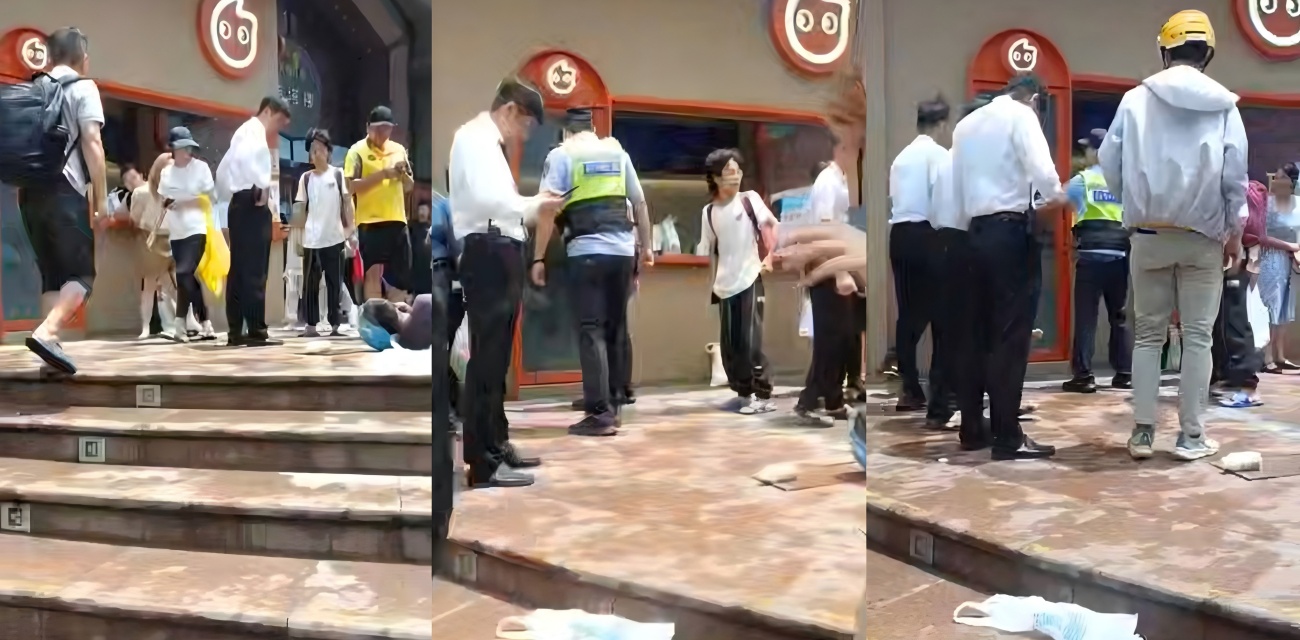 广州天河百脑汇对面打架 集美暴打快递小哥 喊报警试试 警察秒到拷走