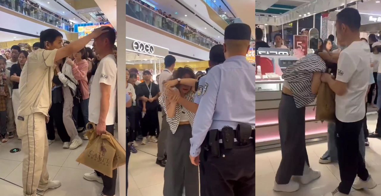陕西商场原配现场抓小三 小舅子为姐姐出头怒打亲姐夫 小舅子这么猛咋敢出轨的啊