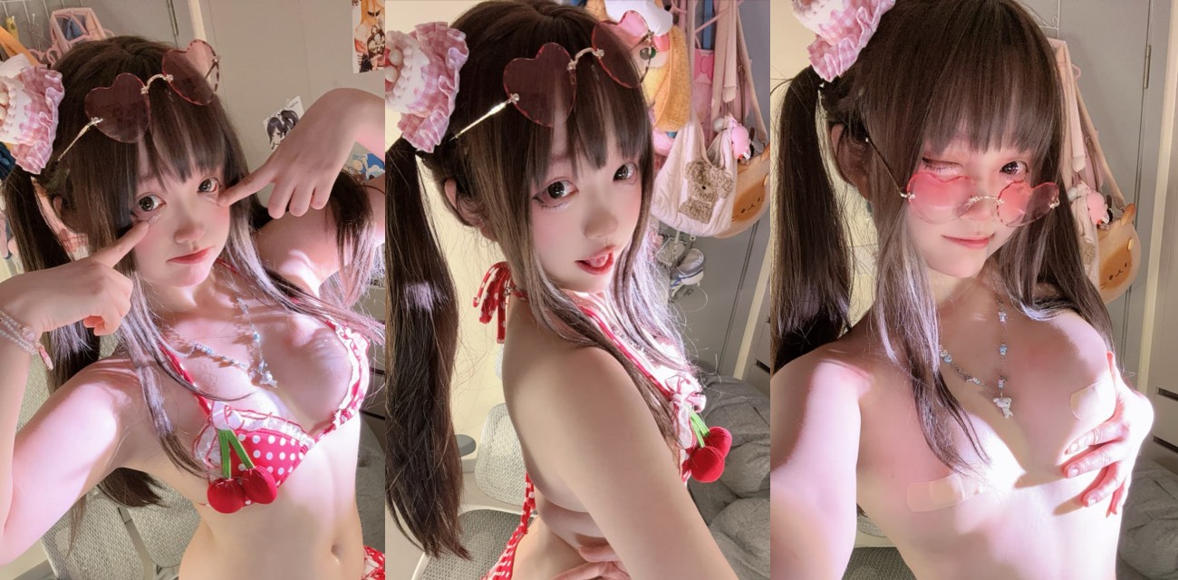 神沢永莉 最新作品 粉白波点萝莉甜美俏皮樱唇眨眼 薄布湿透雪乳透粉尖