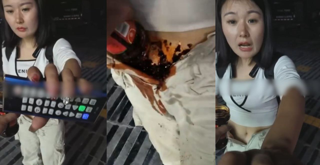 抖音女主播PK输了 惩罚措施很变态 一瓶老干妈全部倒进骚逼里 火辣辣的感觉宛如初夜