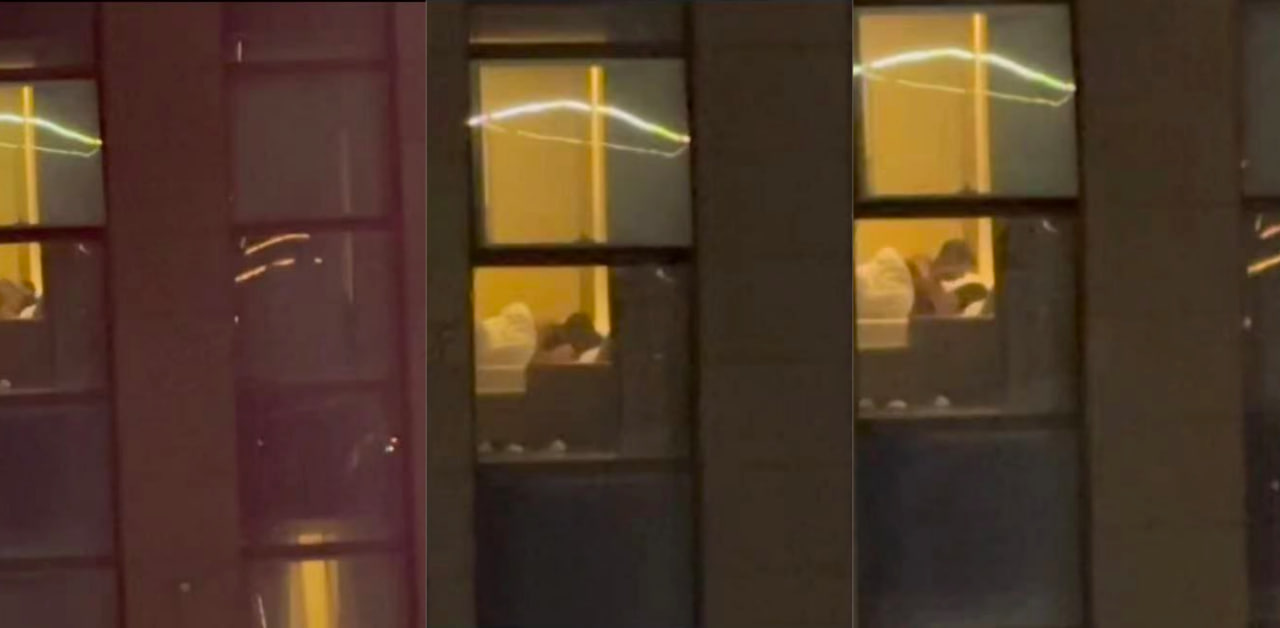 酒店进行刺激做爱操逼不关窗帘被拍，直接打开剪映进行逐帧分析！