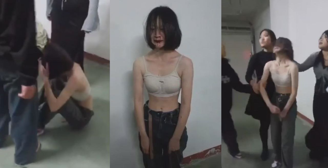 高中女孩被一群精神小妹霸凌 扒光衣服群殴还不解气 最终被殴打至面部出血