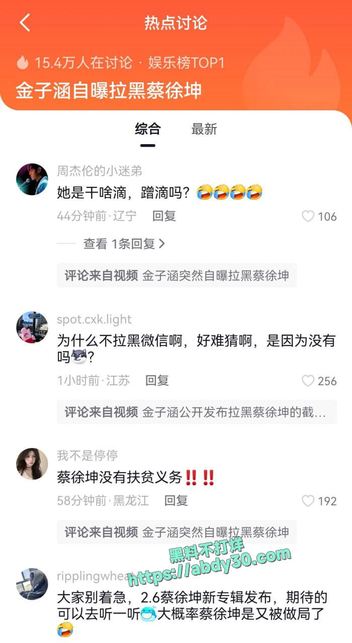 青春有你金子涵拉黑蔡徐坤 2
