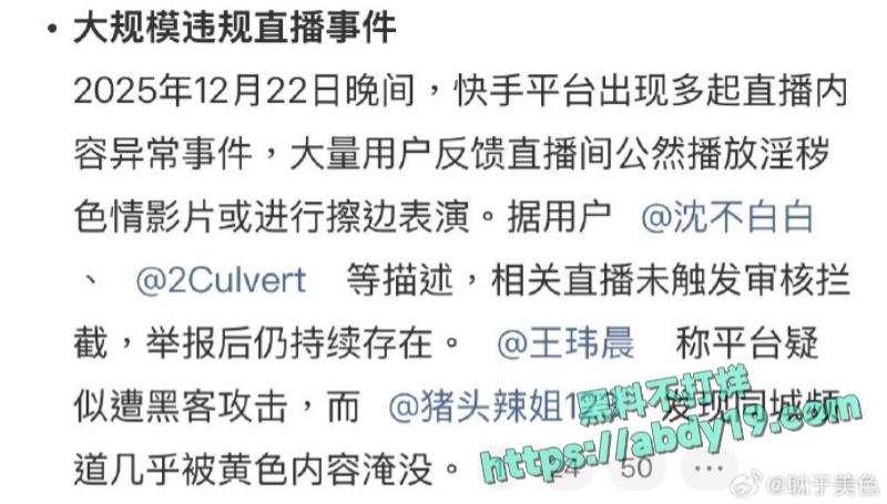 快手黄播事件后续 3