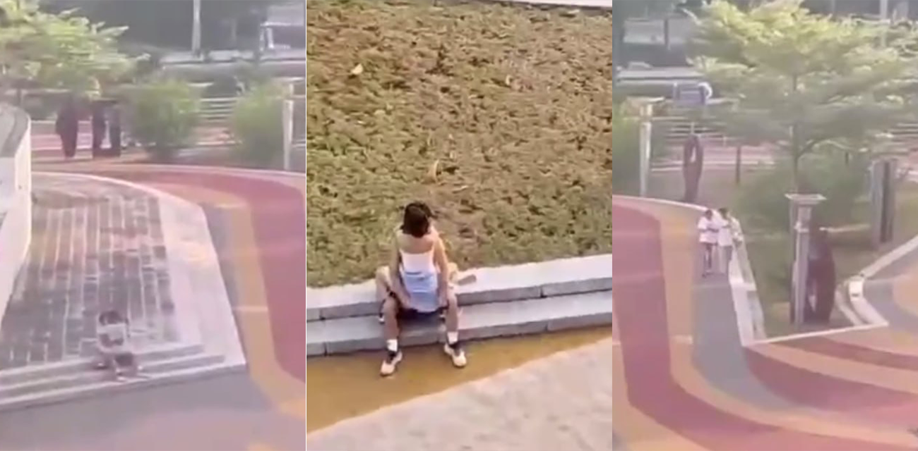 还是现在的年轻人会玩 大庭广众之下 不管行人路过在公园公然操逼