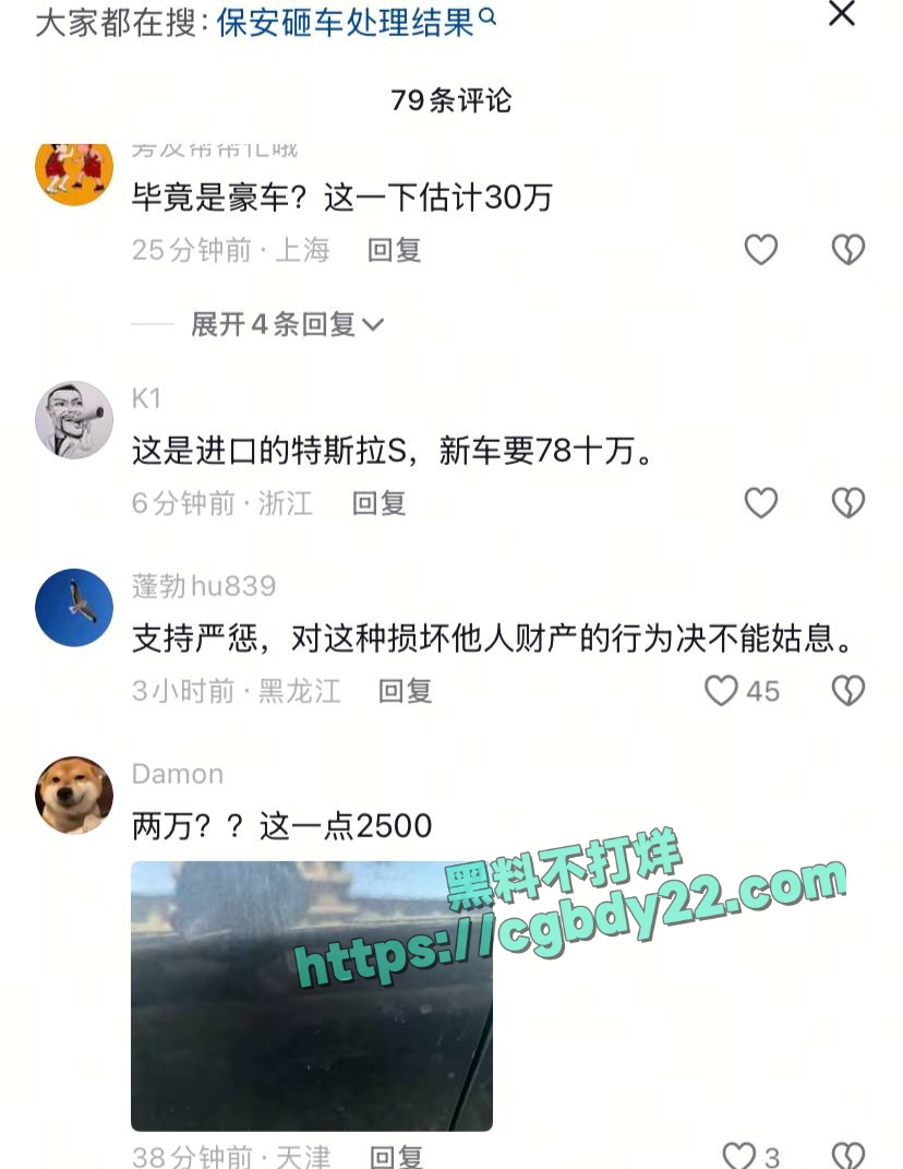 一月工资两千五 州一保安砸红色特斯拉3