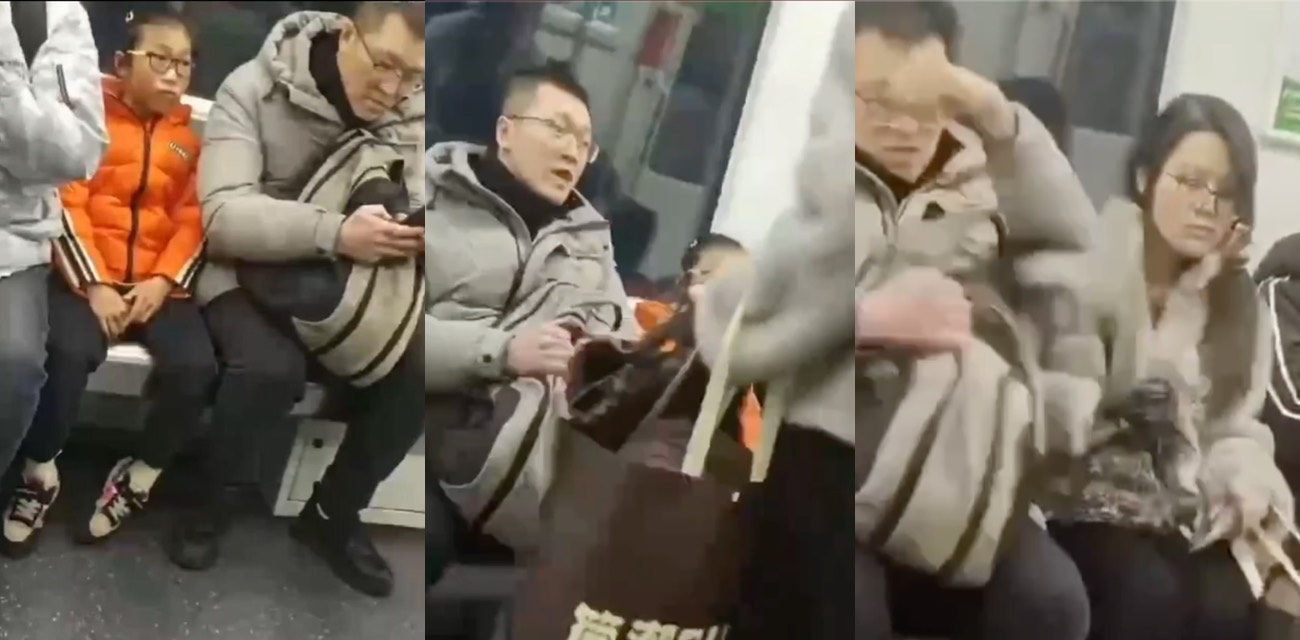 地铁霸座女一人占三座被男子怼 现场情绪激动辱骂撒泼