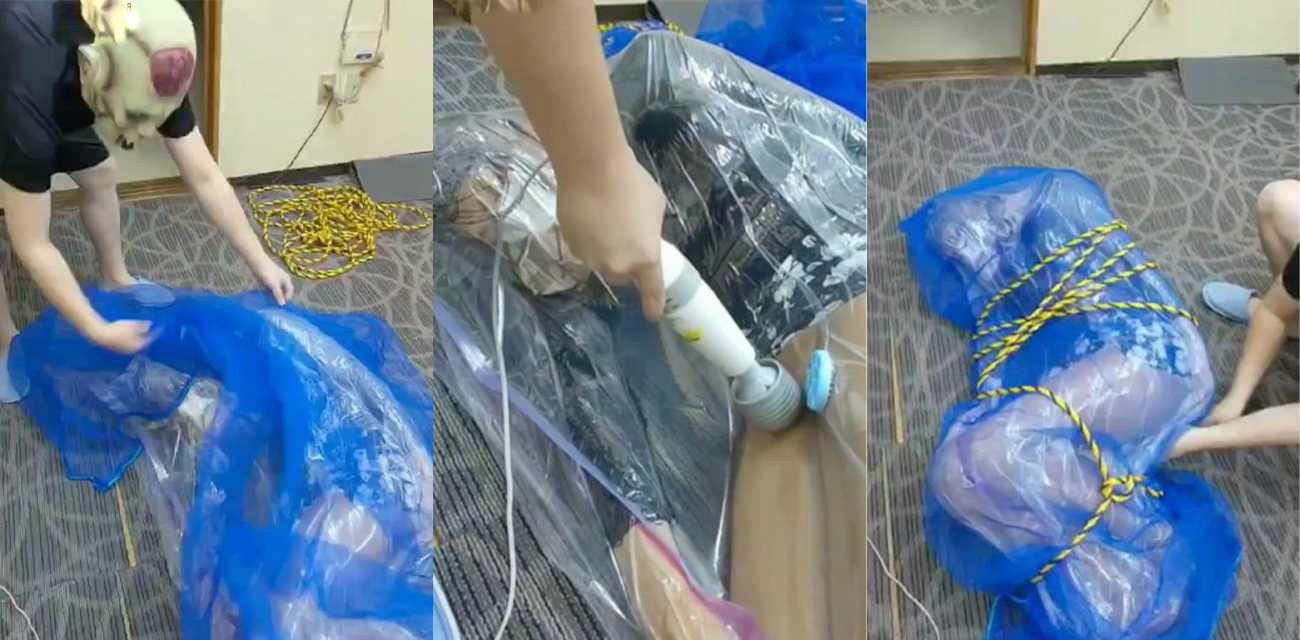 超重口真空袋窒息调教视频 窒息死亡边缘感受性快感 宛如杀人藏尸现场般恐怖